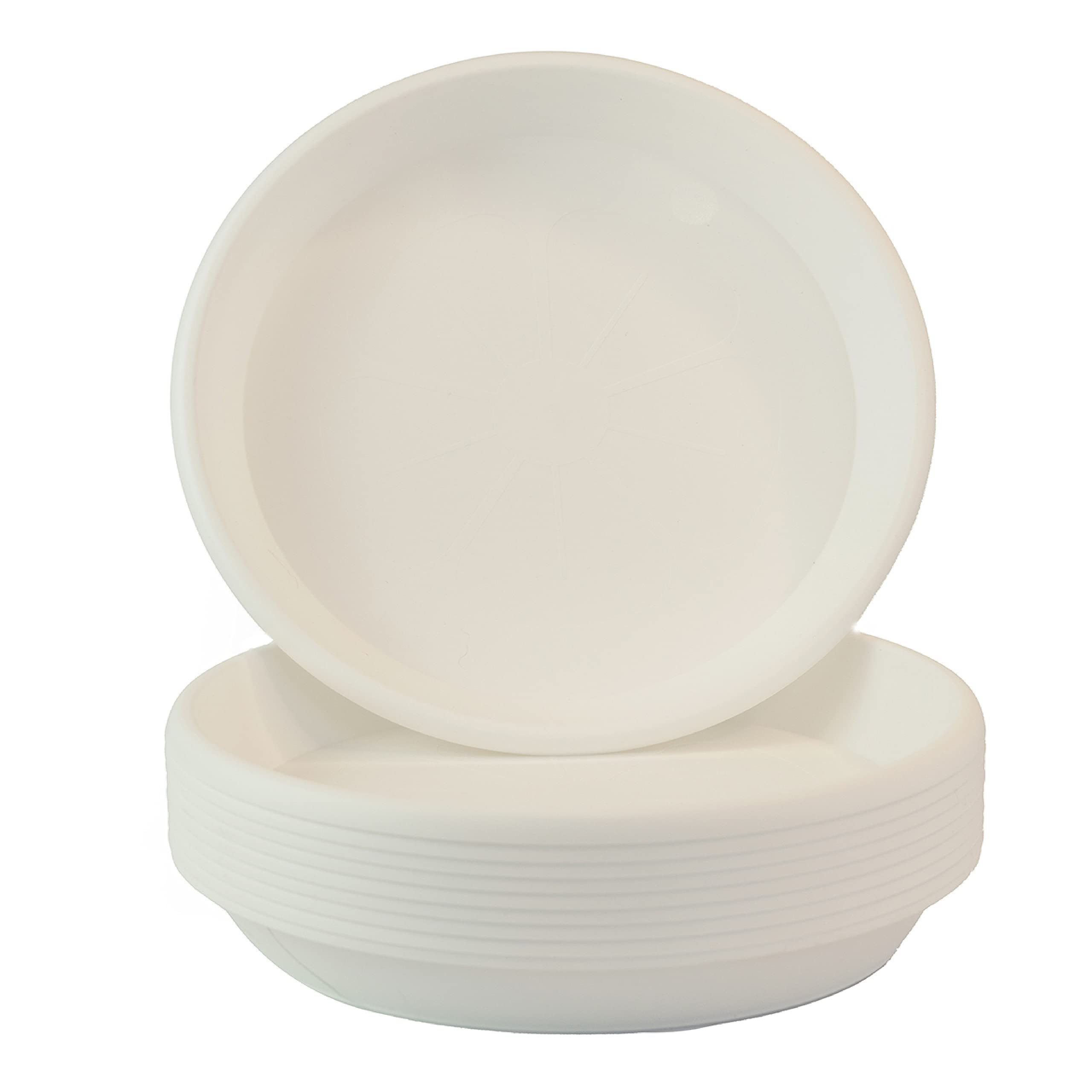 Home Garden Ornaments Plant Pot Saucers, Strong Drip Tray, Round Plastic Tray, Set of 10 (White, Diameter: 12.5cm)