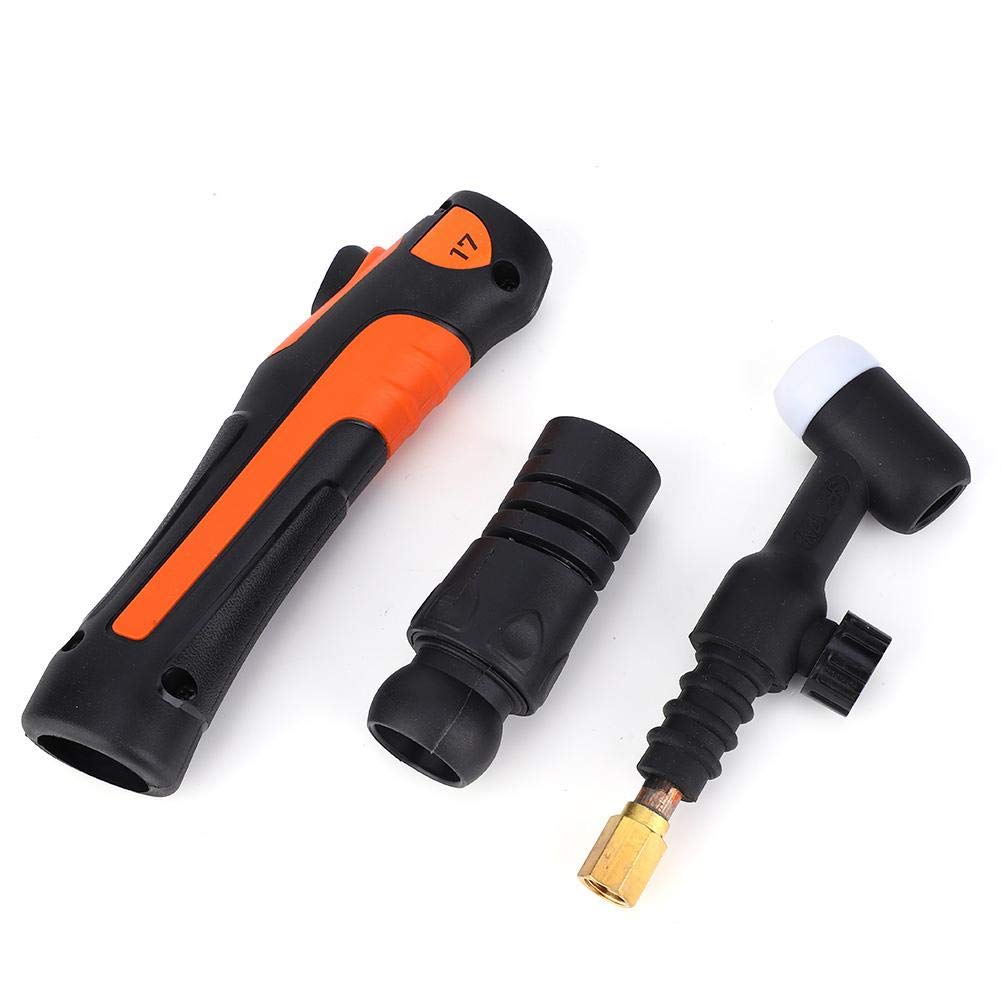 TIG-17 TIG Welding Torch Head Body Flexible Air-Cooled Replacement Welding Torch Handle TIG Welding Torch Accessories(TIG-17V with Valve)