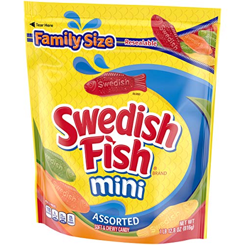 SWEDISH FISH ASSORTED MINI SOFT & CHEWY CANDY, HALLOWEEN CANDY, FAMILY SIZE, 1.8 LB BAG