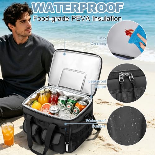 Youngoa Portable Cooler, 40L Large Foldable Beach Cooler, Portable Thermal Bag, Waterproof Leakproof Isothermal Bag