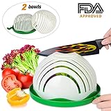 Salad Cutter Bowl，ESEOE Upgraded Vegetable Cutter Bowl for Salad in 60 Seconds ,Best Vegetable Chopper Salad Maker(8 Inches)