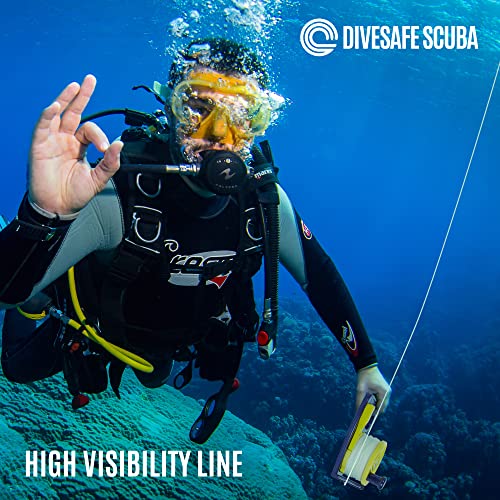 DiveSafe Scuba Diving Reel with Thumb Stopper and High Visibility White