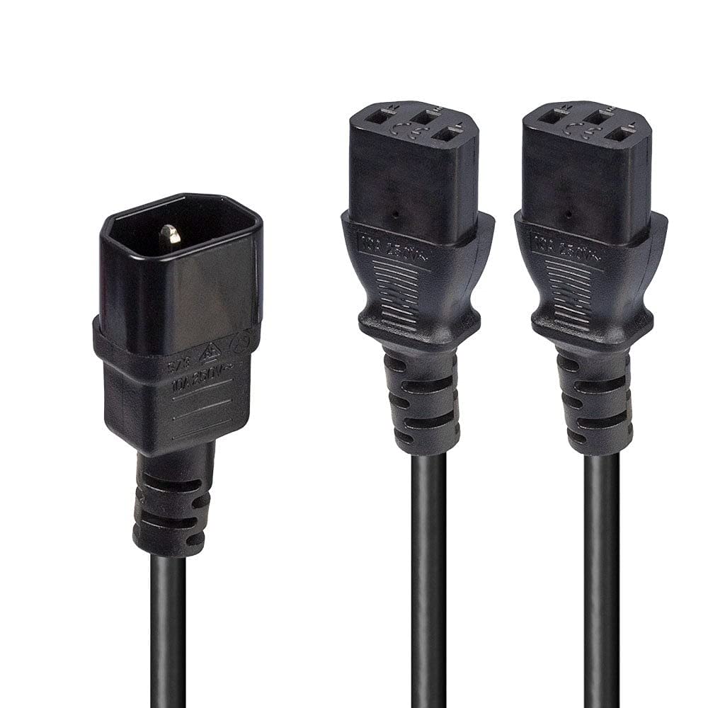 Lindy 1m IEC C14 to 2 x IEC C13 Splitter Power Extension Cable, Black