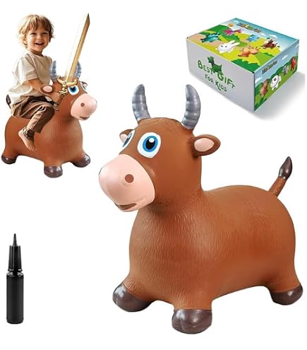 Inflatable Bull Hopper Ride-On Toy - Bouncy Bull With Pump, For Kids 5+ & Adults, Outdoor Fun