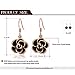 Women's Rose Gold Earrings Jewelry Stud Dangle Ear-Rings Black Roses