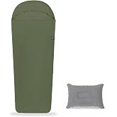 ahansi 4.5oz Ultralight Washable Sleeping Bag Liner with Inflatable Pillow, Compact Lightweight Adult Sleep Sack for Backpacking, Hiking, Camping, Hotels