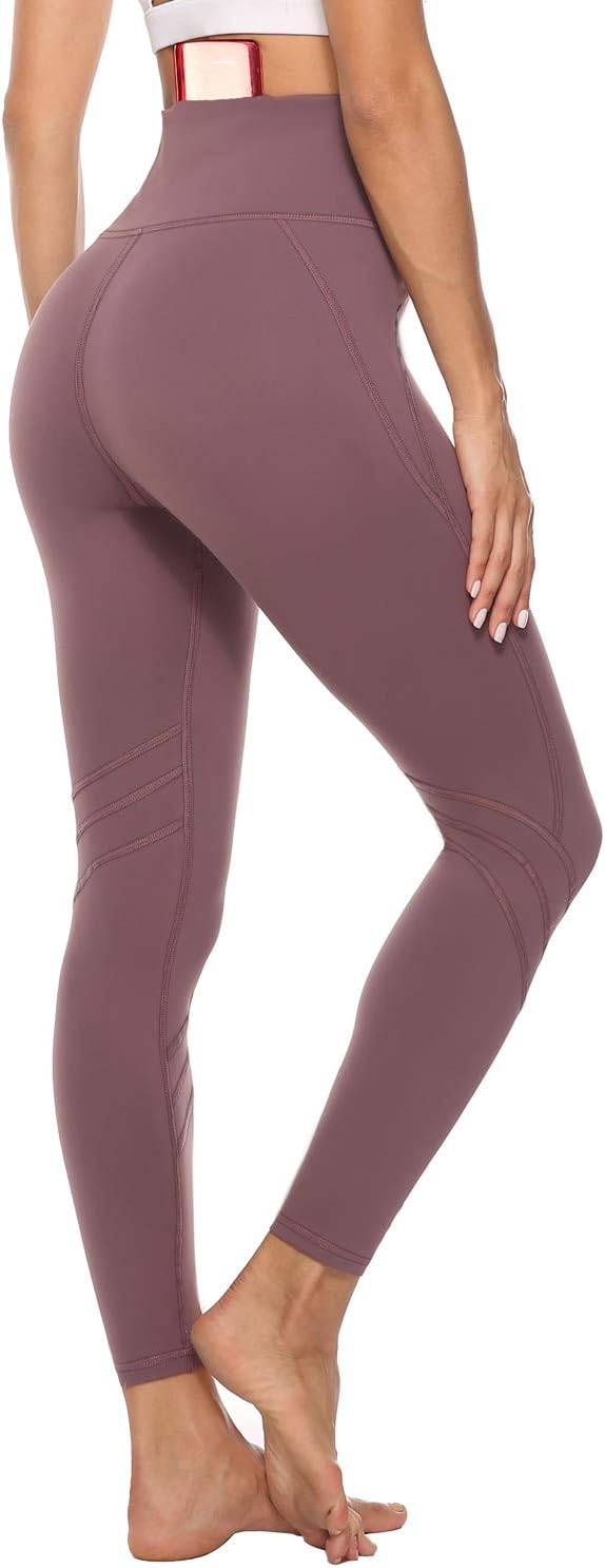 Persit High Waist Yoga Pants with Pockets for Women, Non See-Through Tummy Control 4 Way Stretch Workout Athletic Leggings