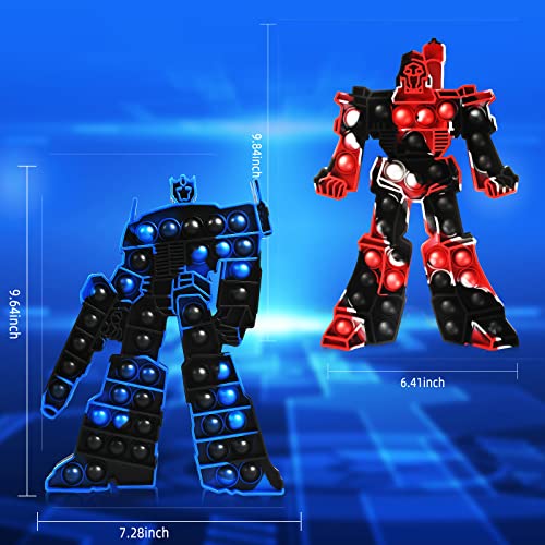BIEZIAYA 2 Pack Jumbo Push Pop Pop Sensory Fidget Toys Robot Pop Poppers It Stress Reliever Anxiety Pop Pop Game for Birthday School Classroom Rewards for Boys and Kids
