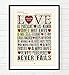 Love Is Patient Love Is Kind, 1 Corinthians 13:4-8, Christian Unframed Art Print, Vintage Bible Verse Scripture Wall and Home Decor Poster, Wedding Gift, 5x7 inches
