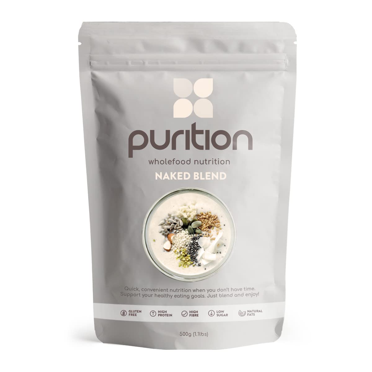 Purition Unflavoured – High Protein Wholefood Shake | 500g Natural Meal Replacement with Whey Protein | Unsweetened, No Flavouring | Keto Diet, Weight Loss & Healthy Breakfasts | 12 Servings
