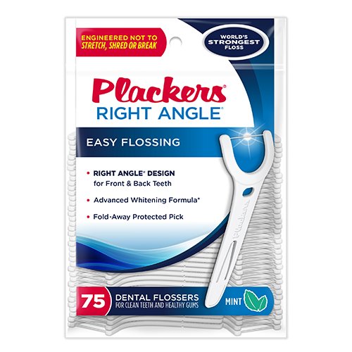 Plackers Reusable Right Angle Dental Flossers 75Ct (Pack of 4)