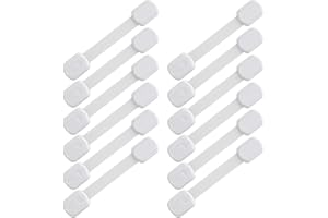 Hyuetrsa 12 Pcs Cabinet Latches Locks for Cabinet White Plastic Drawer Lock, Drawer Locks Proofing, No Drilling, Easy Install