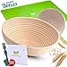 9 Inch Banneton Proofing Basket | Professional Bakers and Home Use | Create Traditional Bread with this Artisan Baking Tool | Get - Lame, Dough Scraper, Linen Liner Cloth - Premium Silicone Baking Mat