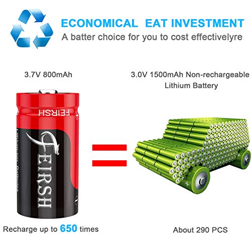 QUICKHELP 4 Pack CR123A Lithium Batteries, 3.7V 800mAh [CAN BE