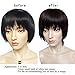 Namecute Top Wiglet Womens Top Hairpieces Clip in/on Hair Short Black Mix Brown Color Heat Resistant Synthetic Mix Human Hair Bang for Thinning Hair, Hair Loss ，Alopecia