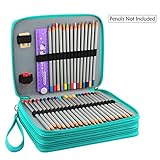 Miraclekoo 120 Slots PU Leather Pencil Holder Pencil Case Large Capacity Multi-layer Pencil Bag (Turquoise)