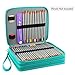 Miraclekoo 120 Slots PU Leather Pencil Holder Pencil Case Large Capacity Multi-layer Pencil Bag (Turquoise)