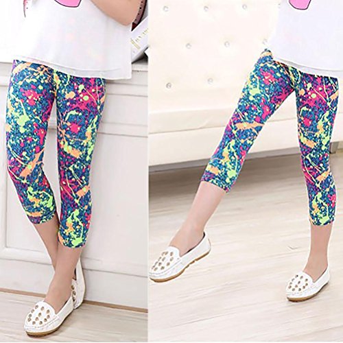 image for TLoowy Girls Active Capris Leggings Baby Toddler Kid Floral Print Comf