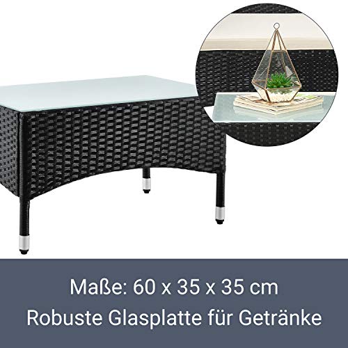 Juskys Polyrattan Sitzgruppe Fort Myers 4 Personen mit 2er Sofa, 2 Stühle, Tisch & Sitzkissen wetterfest schwarz/Creme Balkonmöbel Gartenmöbel Set – Bild 7