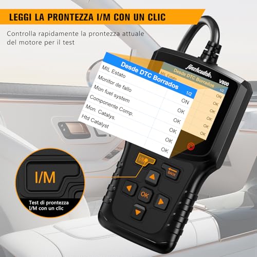 OBD2 Car Diagnosis OBD Scanner: Italian OBD2 Diagnostic for Multibrand – Car Engine Error Reader with OBD2 Functions – Professional Diagnostic Compatible with BMW Ford VW Audi All OBDII Vehicles