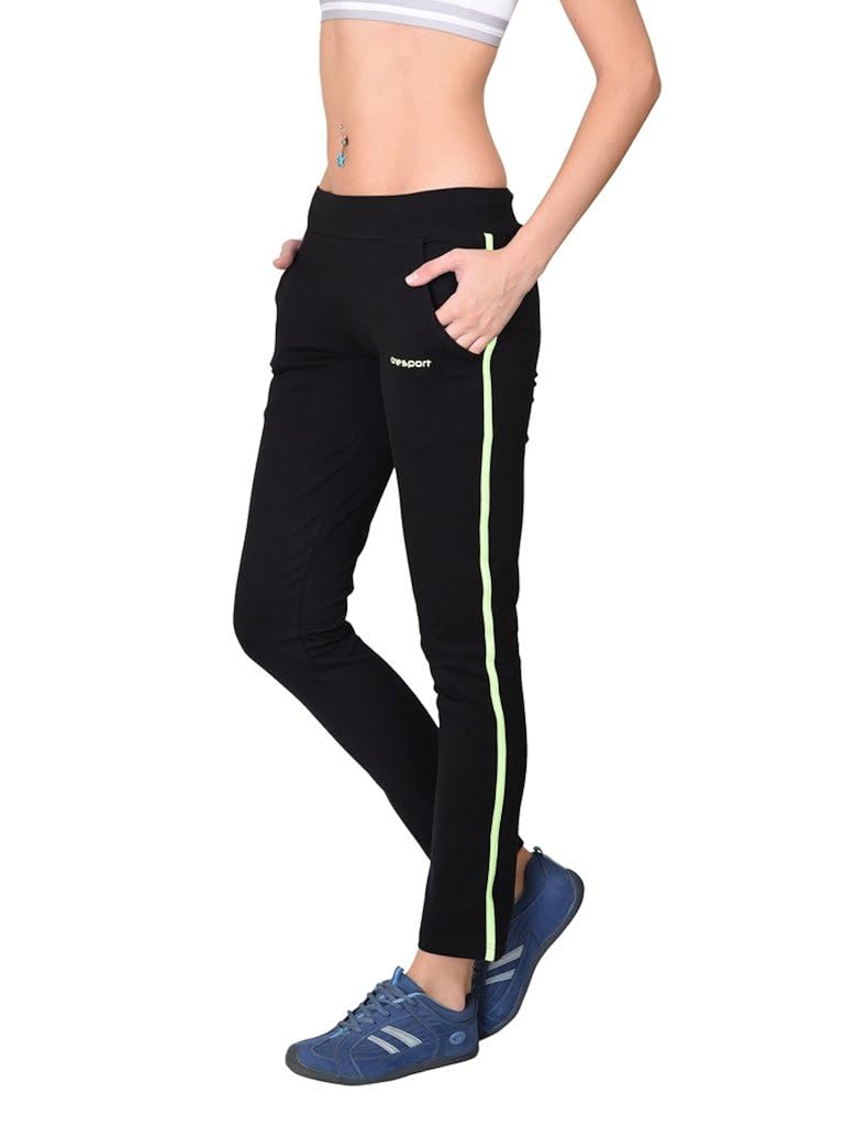 onesport women's cotton spandex jersey black trackpants(onsp27bl-p)
