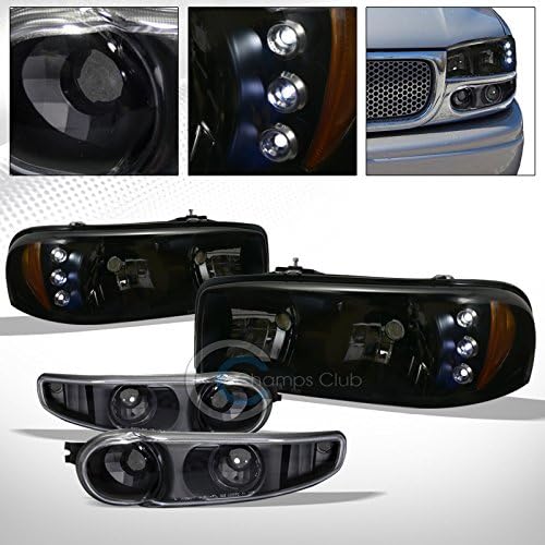 AutobotUSA SMOKE LED HEAD LIGHTS AM AW+BUMPER CORNER SIGNAL BK JY 2001+ YUKON/SIERRA DENALI