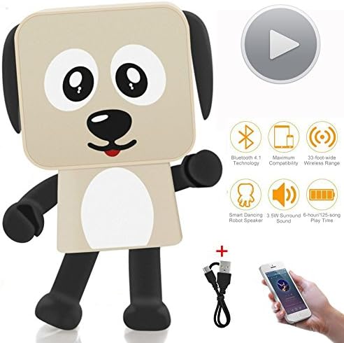 Hitti Portable Dancing Wireless Bluetooth Speaker Smart Robot Dog Mini Outdoor Indoor Stereo Speaker with 6-Hours Playtime, 33-Feet