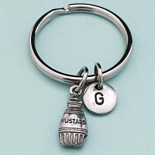 Mustard keychain, mustard charm, condiment keychain