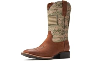 SUREWAY Cowboy Boots For Men - Mens Square Toe Western Boot With Flag,Oil/Slip Resistant,Durable Fashionable Classic Pull on 10 Inch Boots