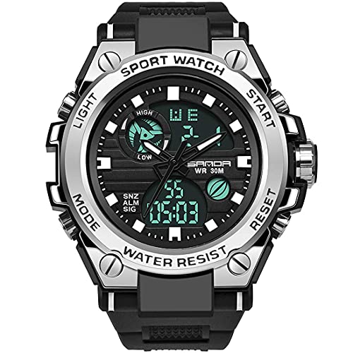 Men’s Digital Sports Watch, MultiFunctions DualDisplay Tactical Watch