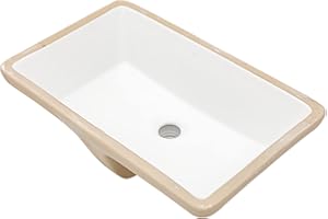 Lordear Undermount Bathroom Sink 21x13 Inch Bathroom Vanity Sinks Undermount Rectangle White Porcelain Ceramic Bathroom Under Counter Lavatory Basin with Overflow