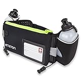 Hydration Running Belt - FREE Headphones - 2 BPA Free water bottles - Emergency ID card - Large Pocket for plus size smartphones including iPhone 6 plus / Galaxy Note 5 - Bottle replacement for life