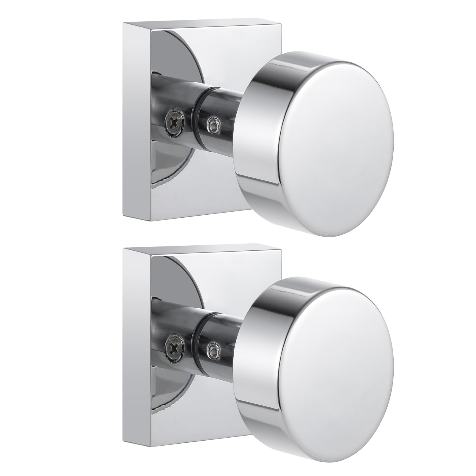 Photo 1 of coolnews 2 Pack Polished Chrome Dummy Door Knobs Interior, Single Sided Square Modern Dummy Door Knob Door Handle for Hall/Closet