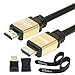 Postta HDMI Cable 30 Feet HDMI 2.0V Cable with 2 Piece Cable Ties+2 Piece HDMI Adapters Support 4K 2160P,1080P,3D,Audio Return and Ethernet-Gold