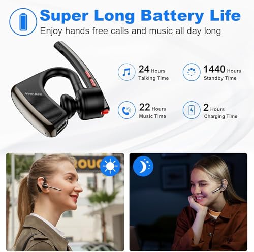 New Bee Auriculares Bluetooth V5.1 inalámbricos Manos Libres con 72 Horas de Tiempo de reproducción y micrófono CVC 8.0 Dual ENC con cancelación de Ruido (M50)