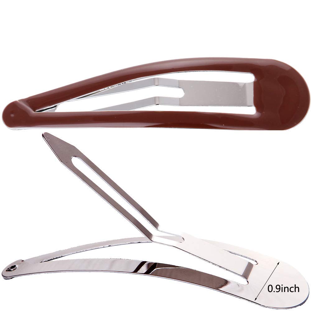 LONEEDY Pack of 10 Large Metal Stoving Varnish Hair Snap Clips,3.5 inch Long No-slip Hair Clips Barrettes For Women and Girls (Brown)