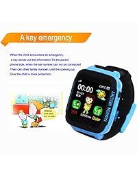 Niños reloj inteligente teléfono Rastreador de GPS antipérdida, SOS, remoto relojes de muñeca para niños niños niñas azul