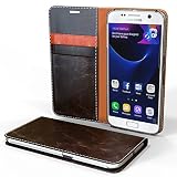 Galaxy S7 Case, Cellto [GLux] Diary Case Premium PU Leather High Quality Wallet Cover with Card Slots for Samsung Galaxy S7 - Dark Brown