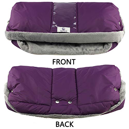 Fleece Stroller Hand Muff, BETITETO Winter Anti-Freeze Gloves for Baby Stroller Jogger Pram Water Resistant Warmer Gift for Parents and Caregivers (Purple - Upgrade Version) - Thumbnail 2