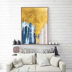 Framed Canvas Home Artwork Decoration Golden Abstract Style Canvas Wall Art for Living Room, Bedroom - 24x36 inches