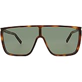 Saint Laurent Shield/Wrap Sunglasses Havana Havana Green Luxury Eyewear Made In Italy Acetate Frame Designer Fashion for Everyday Luxury
