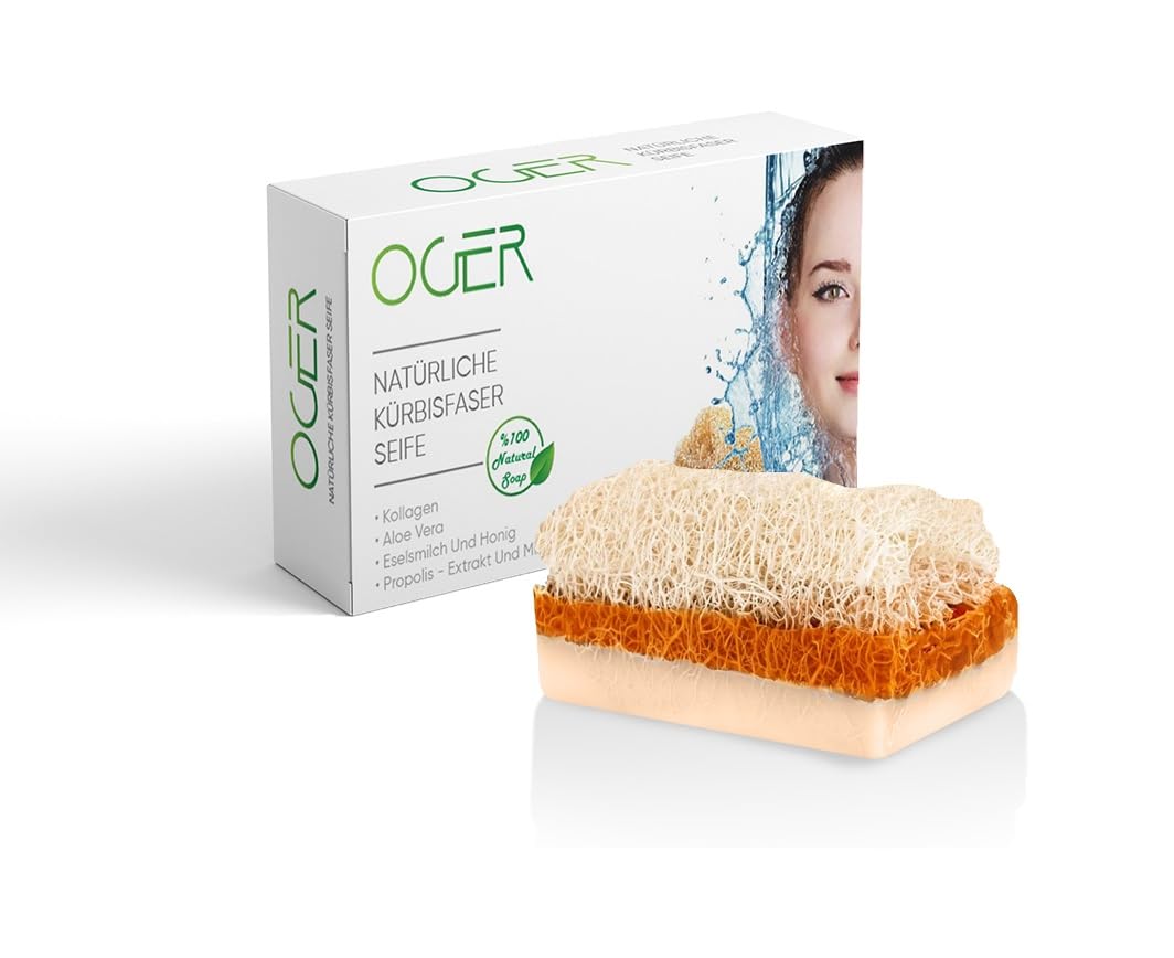OG-ER Oger Natural Pumpkin Fibre Soap 110 g Donkey Milk and Honey 1 Piece