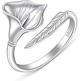 Iringnier Calla Lily Gifts Calla Lily Ring for Women Sterling Silver Adjustable Ring Flower Open Design Elegant Jewelry for Women