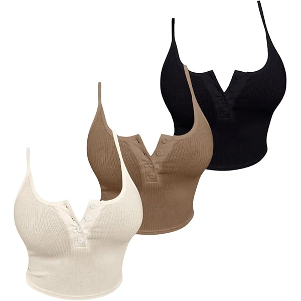 OYOANGLE Women's Camisole Top With Built-in Bra - Spaghetti Strap Crop Tank, High Stretch