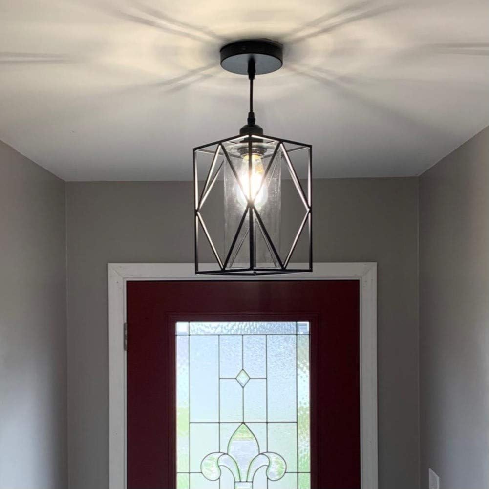 HMVPL Adjustable Pendant Lighting Fixture, Modern Iron Industrial Mini Swag Hanging Lamps with Glass Shade for Kitchen Island Bedroom Hallway Bar Living Room - - 