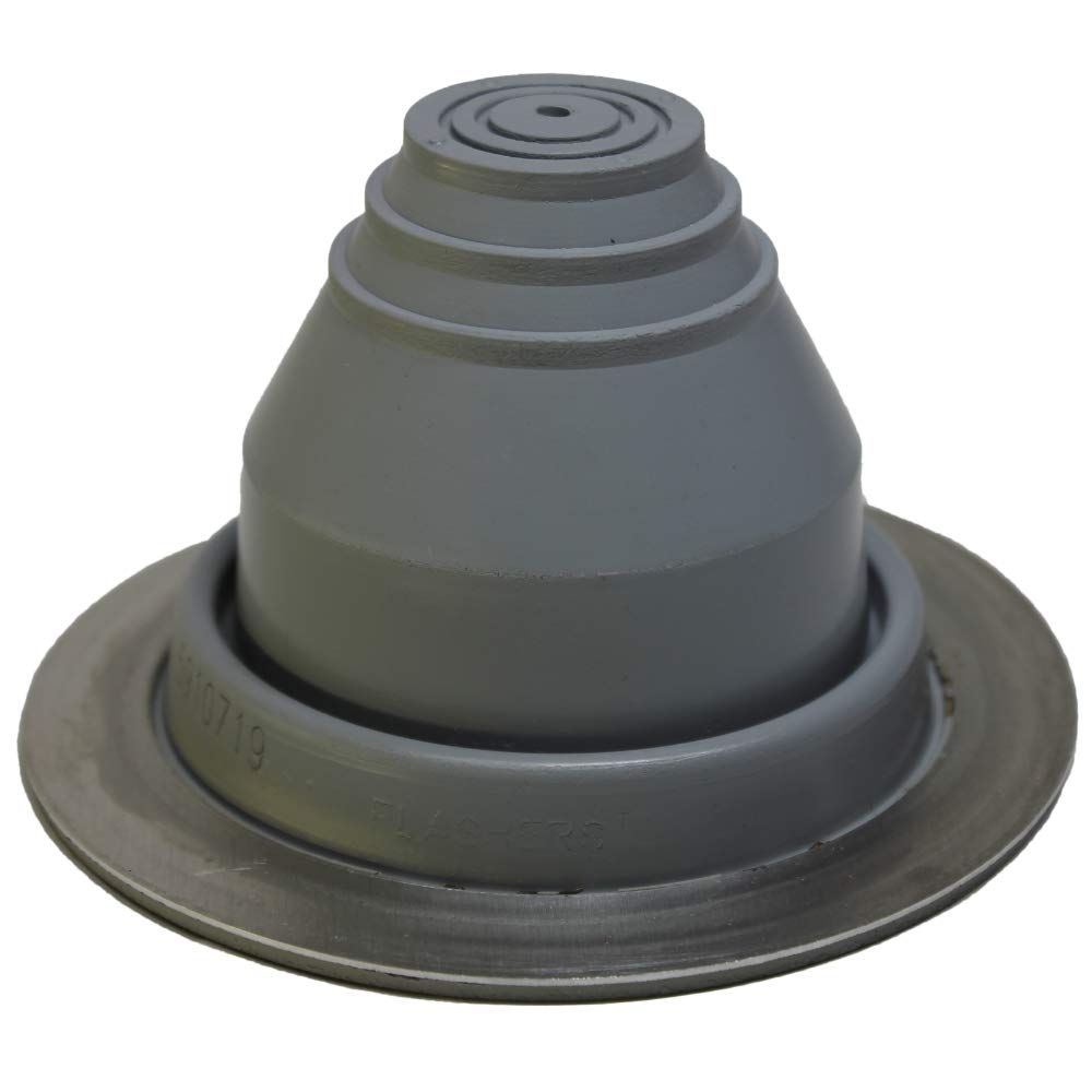 Flashers #3 Grey EPDM Round Flexible Roof Jack Metal Roofing Pipe Flashing (Pipe OD 1/4" to 5") - 100% Made in The USA
