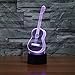 3D Illusion Night Light Lamp - Guitar Decor 3D Illusion Lamp with USB Port 7 Color Changing Lamp LED Night Light - Musical Lights Instruments Party Decoration Touch Lamp Gifts For Guitar Lovers