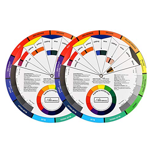 2 Packs Creative Color Wheel, Paint Mixing Learning Guide Art Class Teaching Tool for Makeup Blending Board Chart Color Mixed Guide Mix Colours (9.25inch)