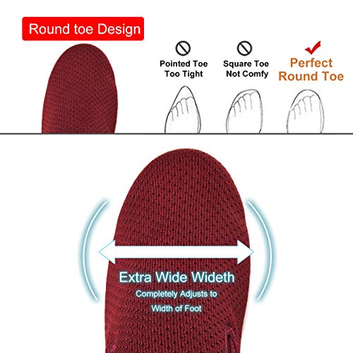 aeepd Women Fashion Trainers Slip on Shoes Walking Loafer Arch Support Comfort Breathable Antislip Wine Red