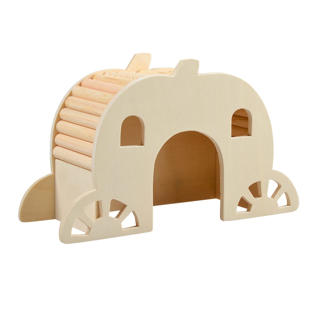 Duvoplus, Wooden House with Bridge L – 22 x 8 x 13 cm Brown, Quality Wood, Stimulates the Natural Instinct of gnawing and Fun Hours of Fun to Play and Climb, for Small Rodents